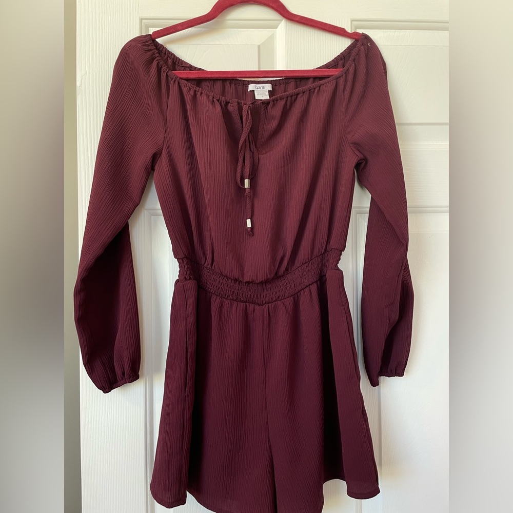 Bar III Maroon Long Sleeve Romper Size Small